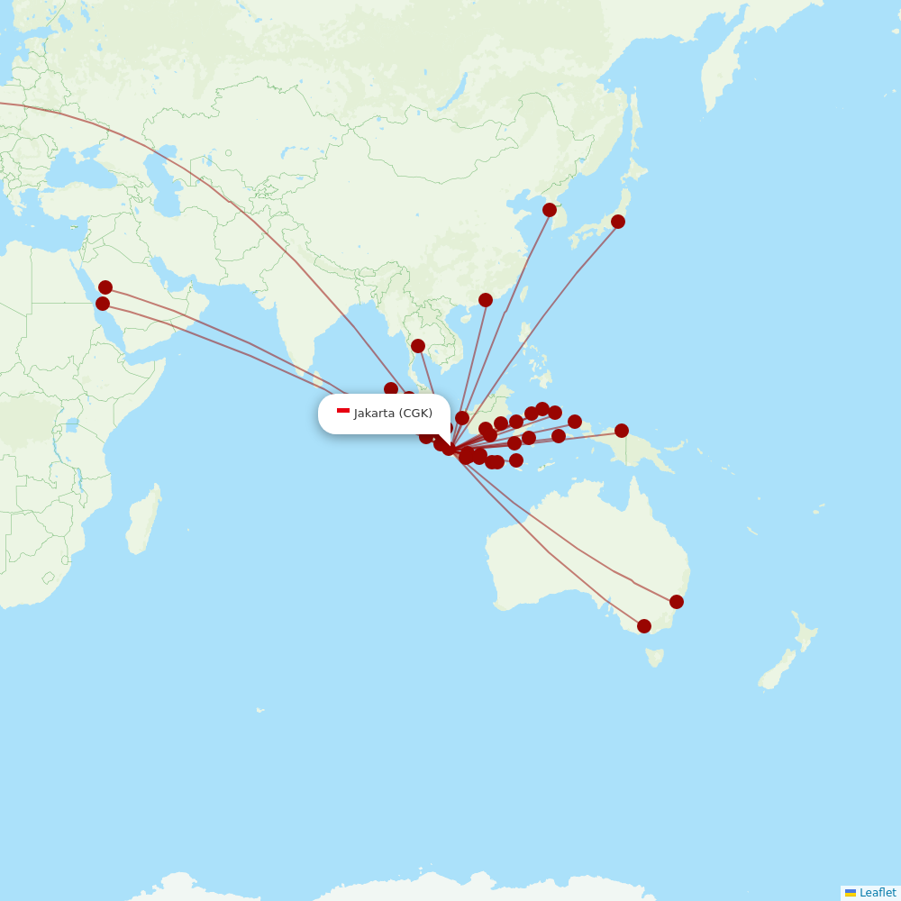 Garuda Indonesia at CGK route map