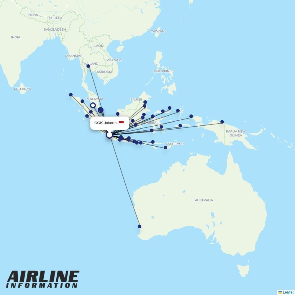 Batik Air routes from CGK