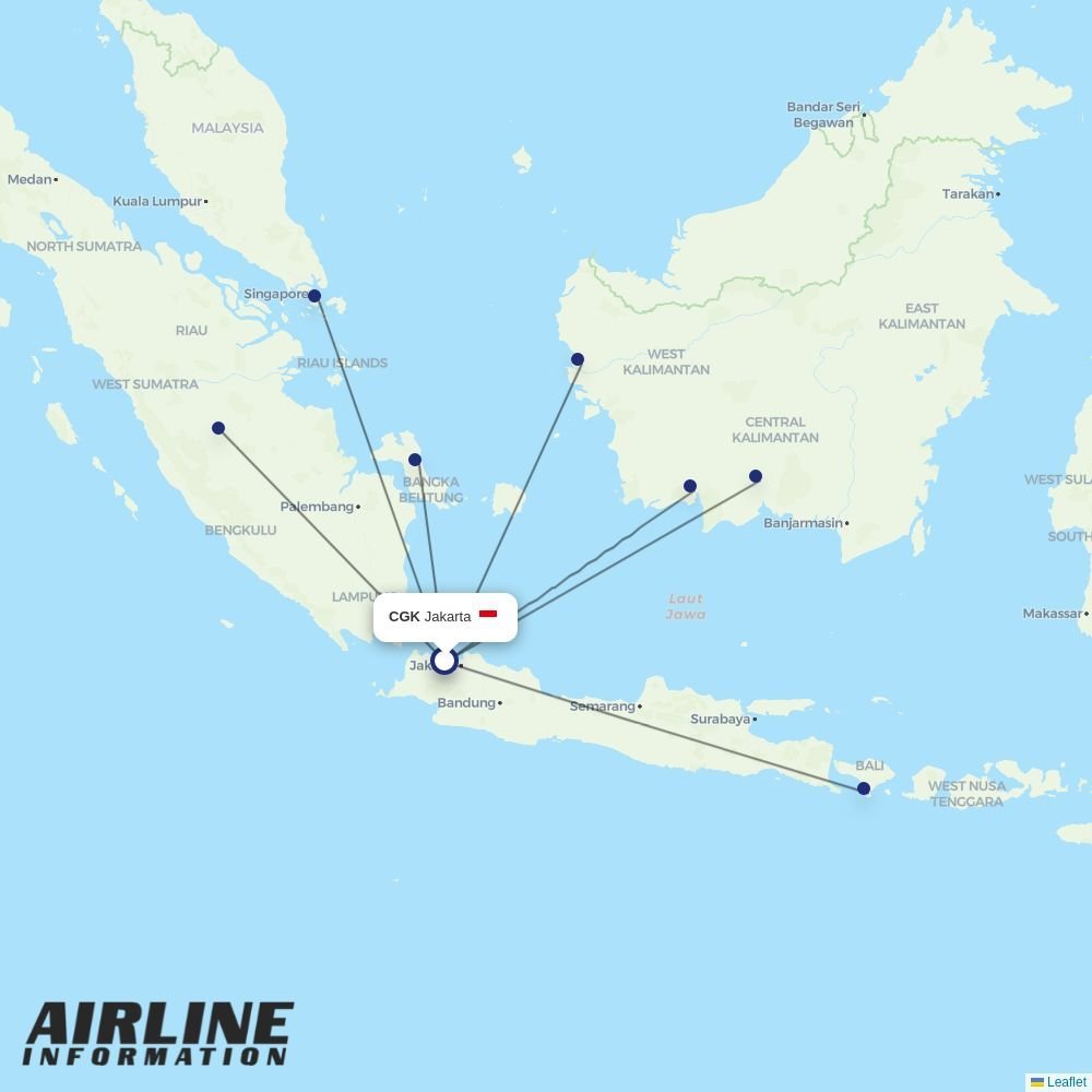 Nam Air routes from CGK