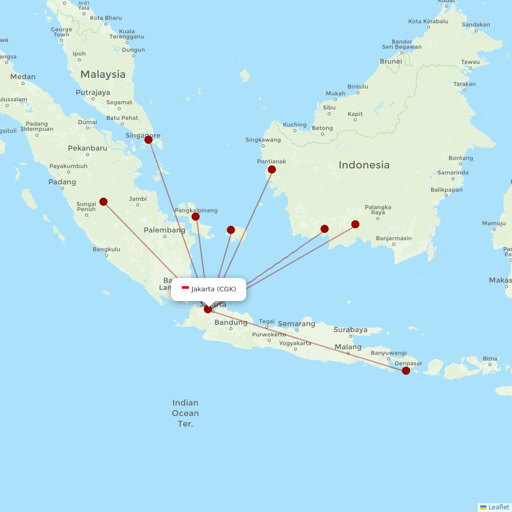 Nam Air at CGK route map