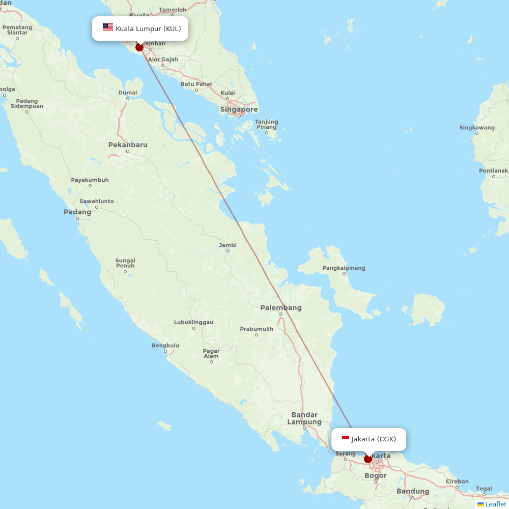 Malaysia Airlines at CGK route map