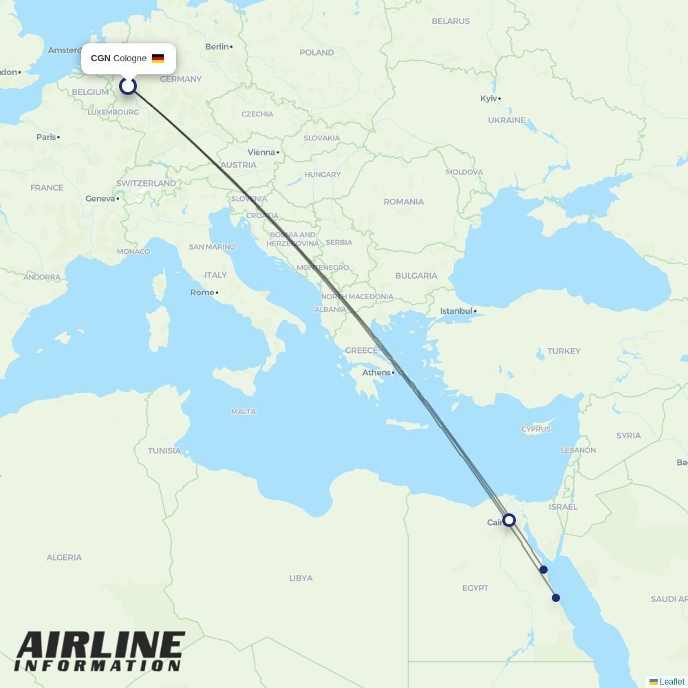 Air Cairo routes from CGN