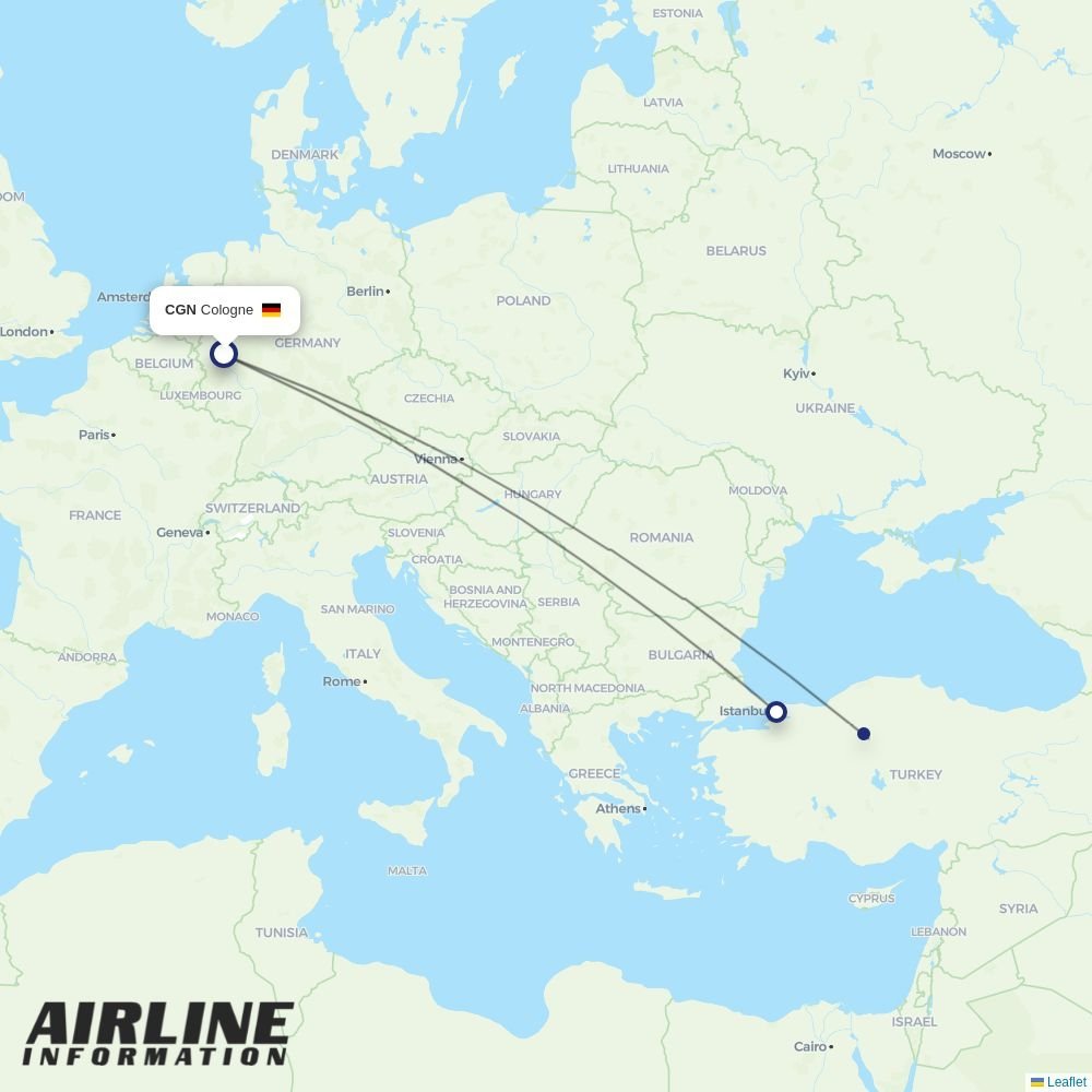 AJet routes from CGN