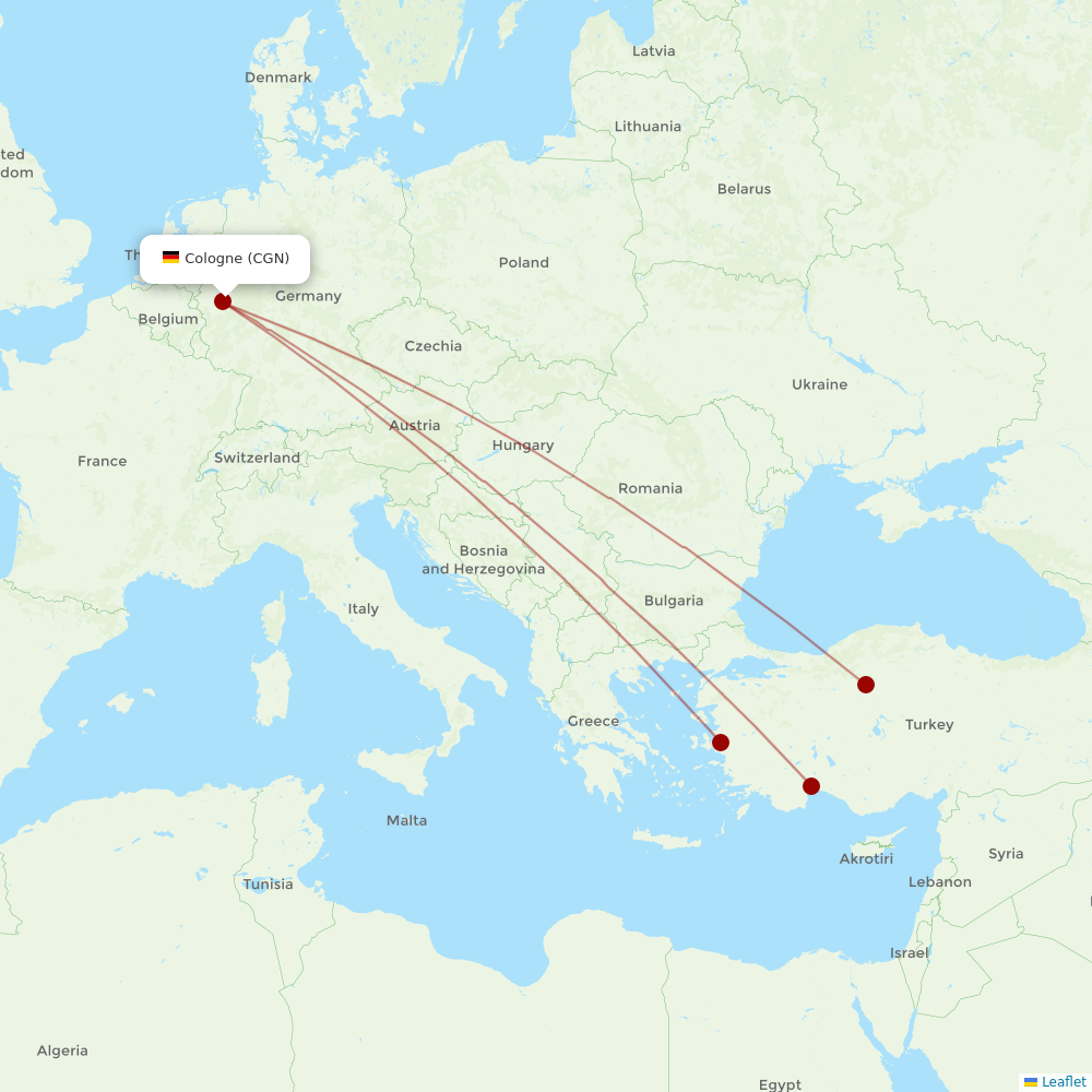 SunExpress at CGN route map