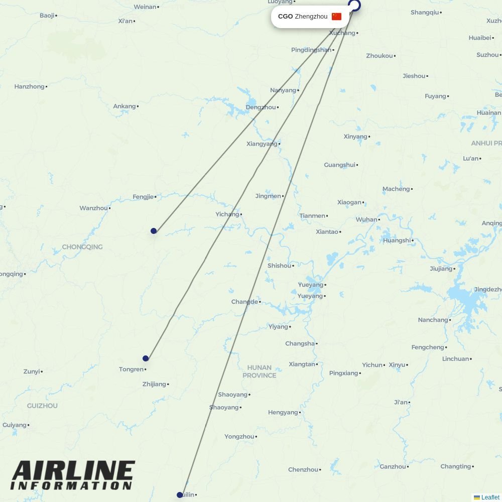 Air Guilin routes from CGO