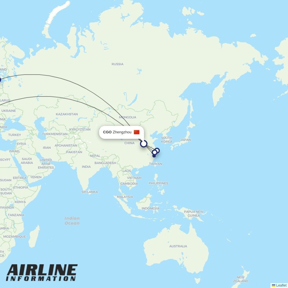 Juneyao Airlines routes from CGO