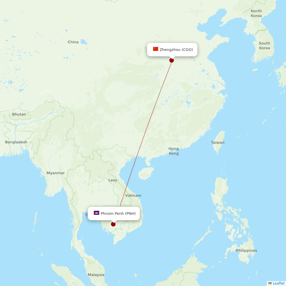Cambodia Angkor Air at CGO route map