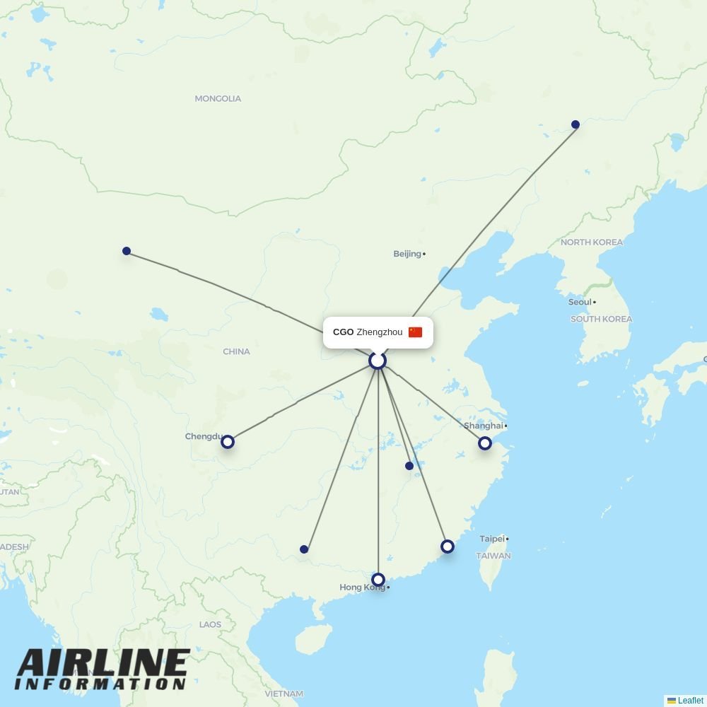 Jiangxi Airlines routes from CGO