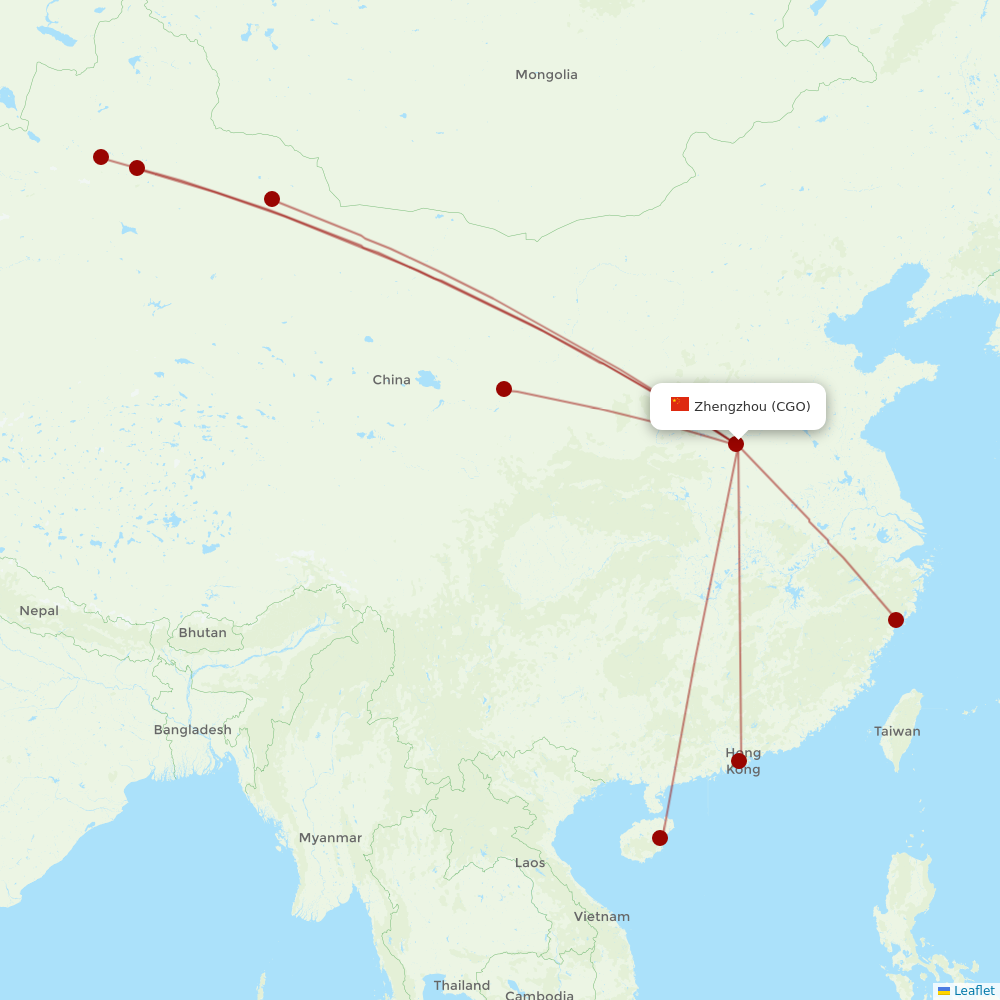 Urumqi Airlines at CGO route map