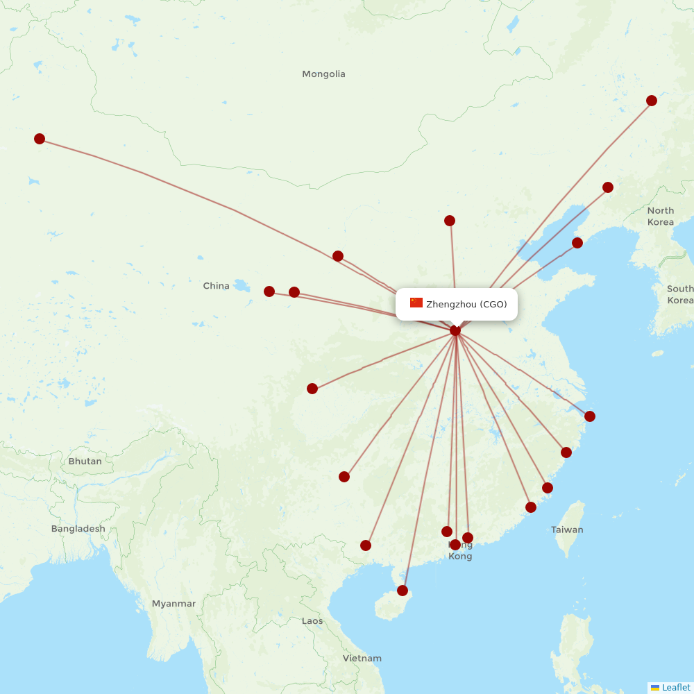 Shenzhen Airlines at CGO route map