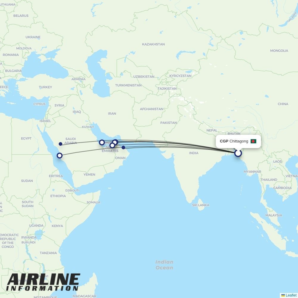 US-Bangla Airlines routes from CGP