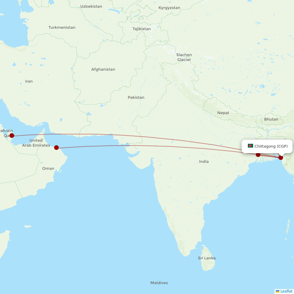 US-Bangla Airlines at CGP route map