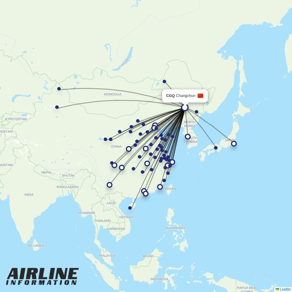 Sichuan Airlines routes from CGQ