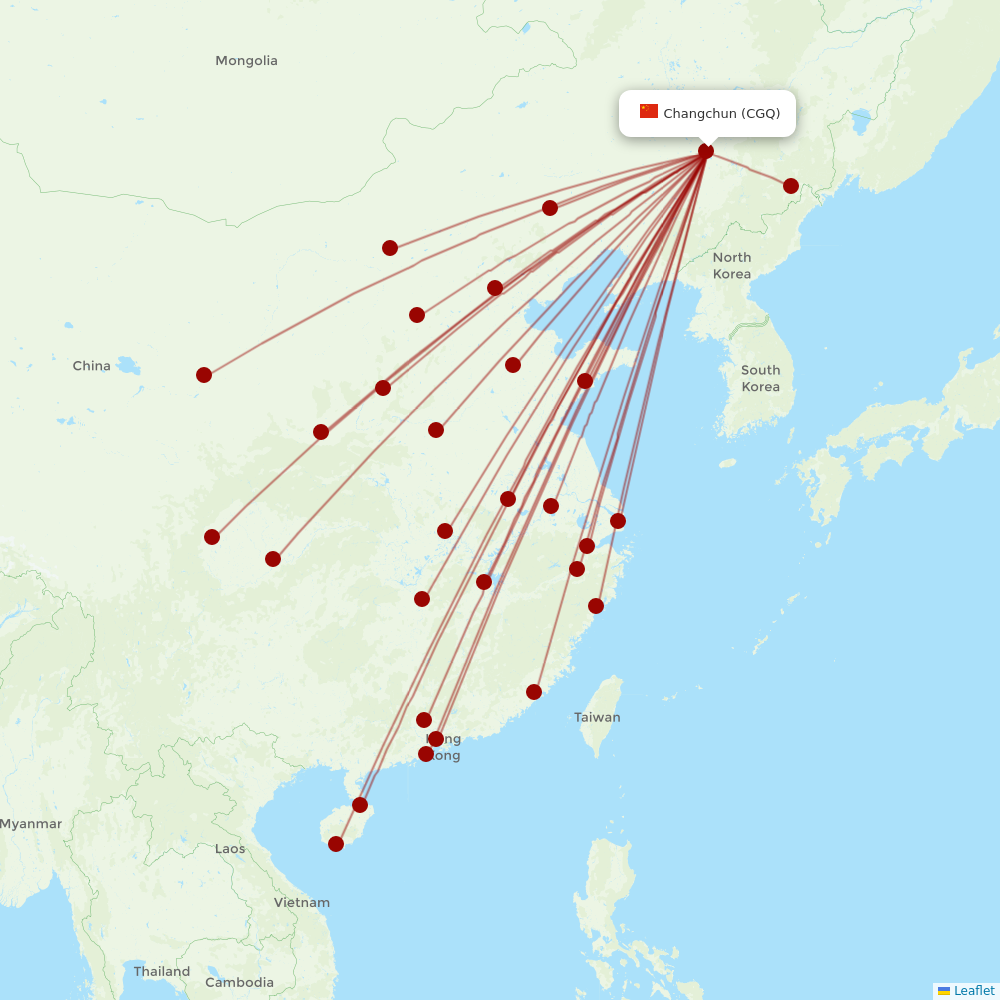 China Southern at CGQ route map