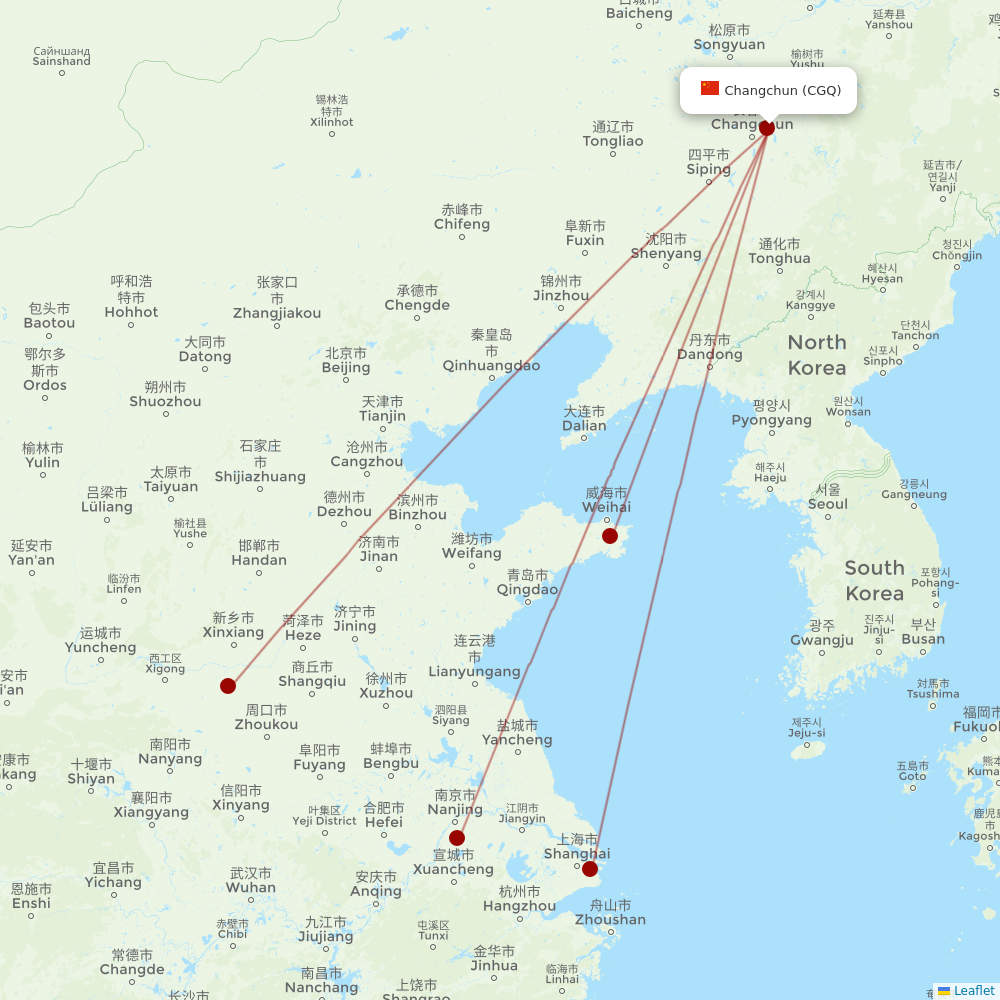 Shanghai Airlines at CGQ route map