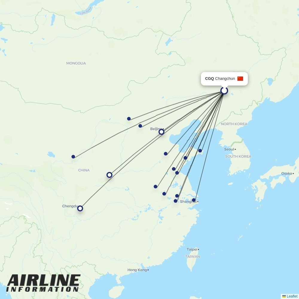 China Eastern routes from CGQ