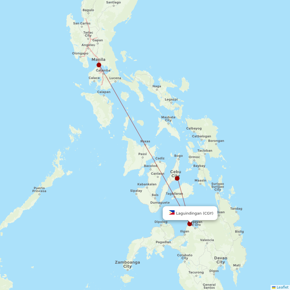 Philippine Airlines at CGY route map