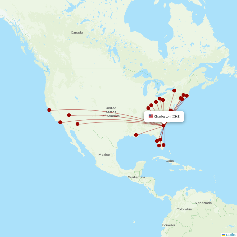 Breeze Airways at CHS route map