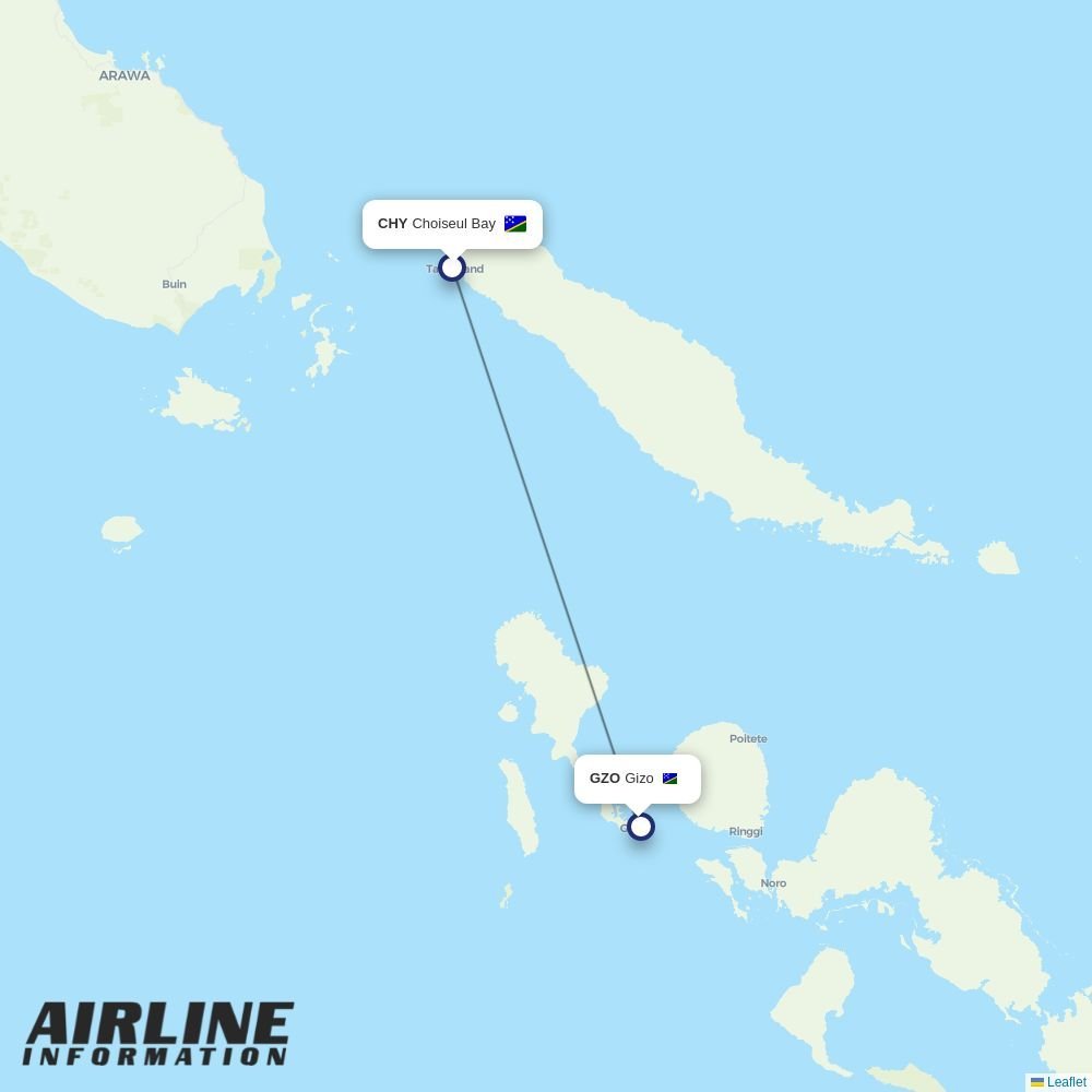Solomon Airlines routes from CHY