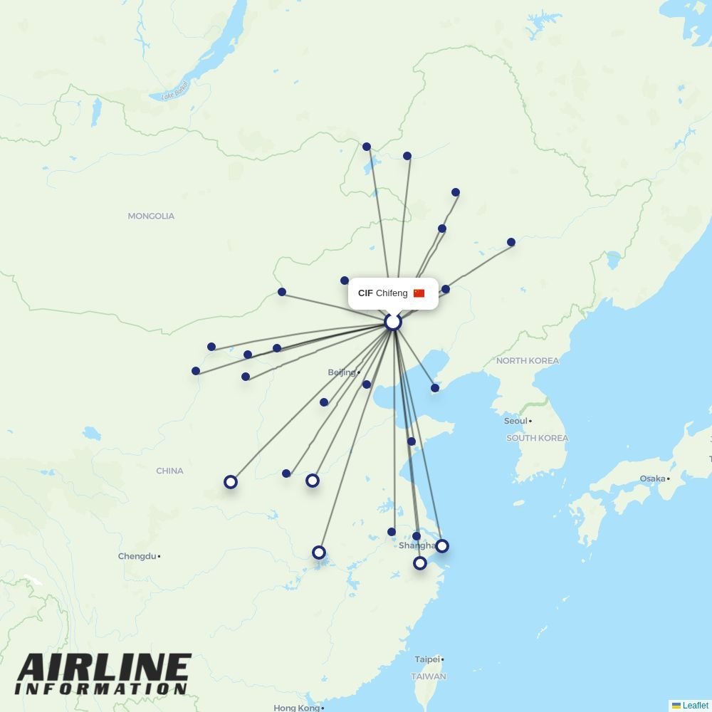 Genghis Khan Airlines routes from CIF