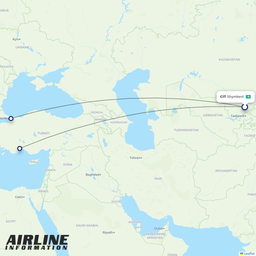 Pegasus routes from CIT
