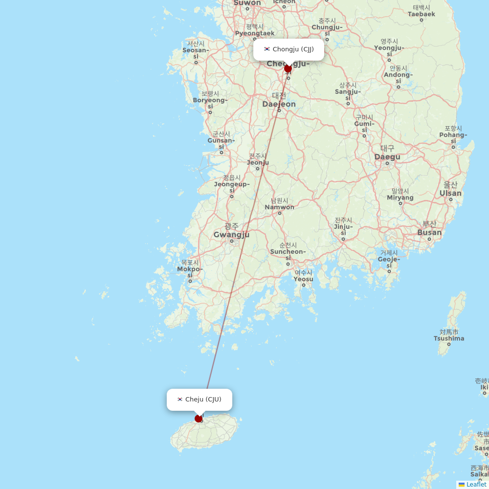Korean Air at CJJ route map