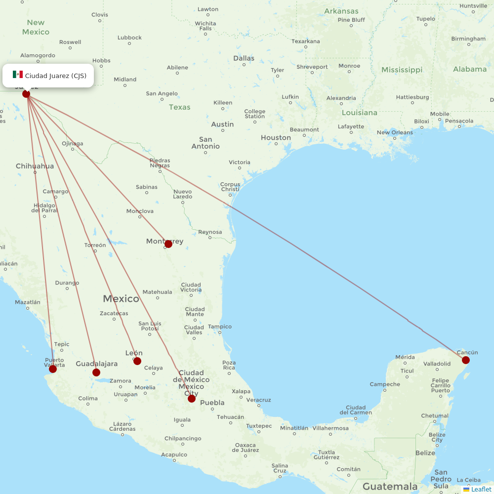 VivaAerobus at CJS route map