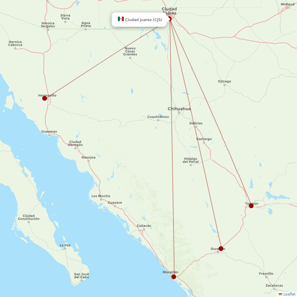 TAR Aerolineas at CJS route map