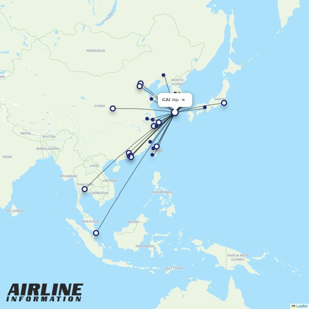 Jin Air routes from CJU