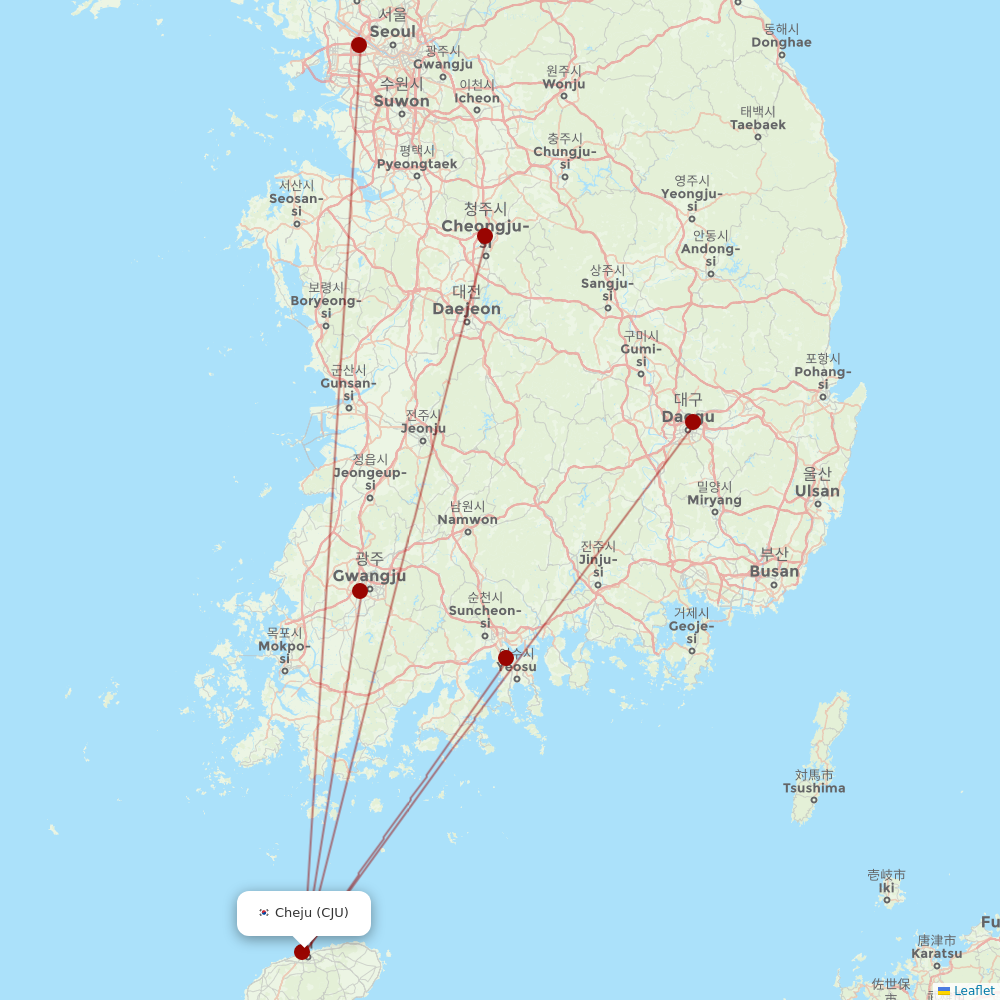 Asiana Airlines at CJU route map