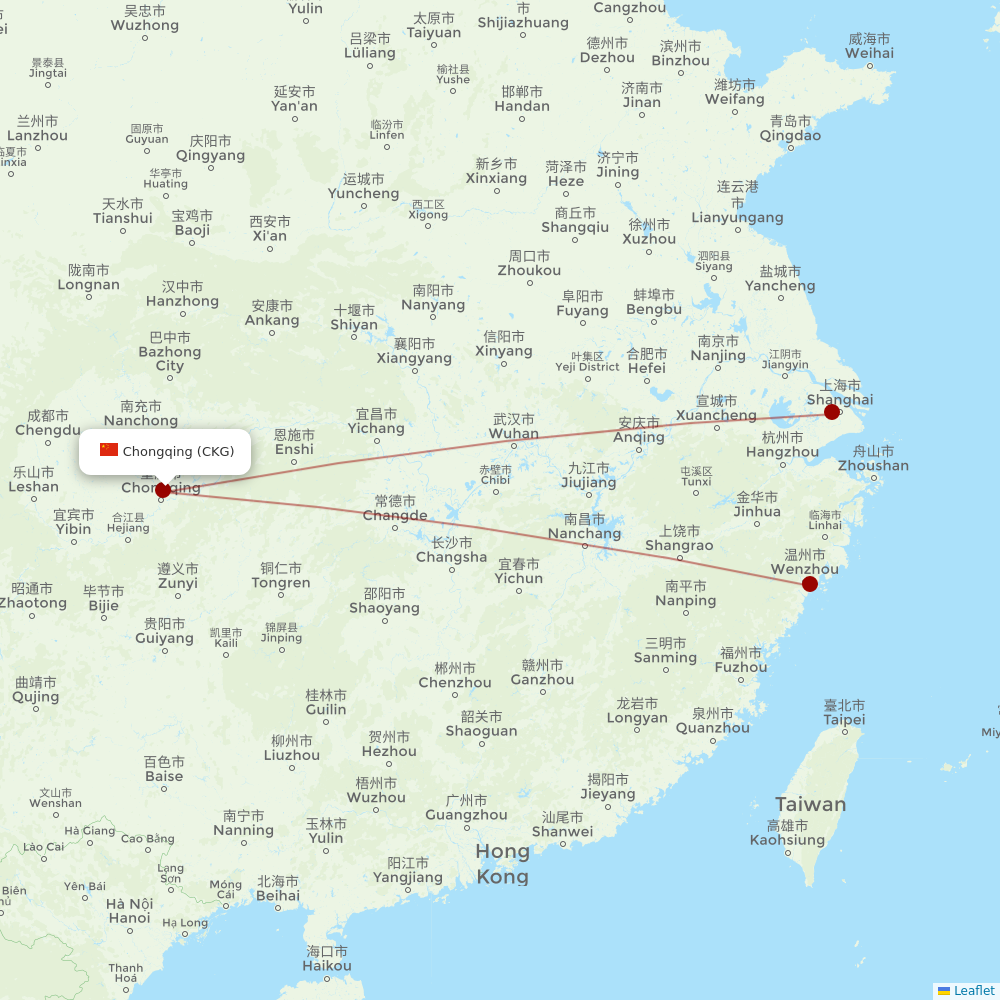 Shanghai Airlines at CKG route map