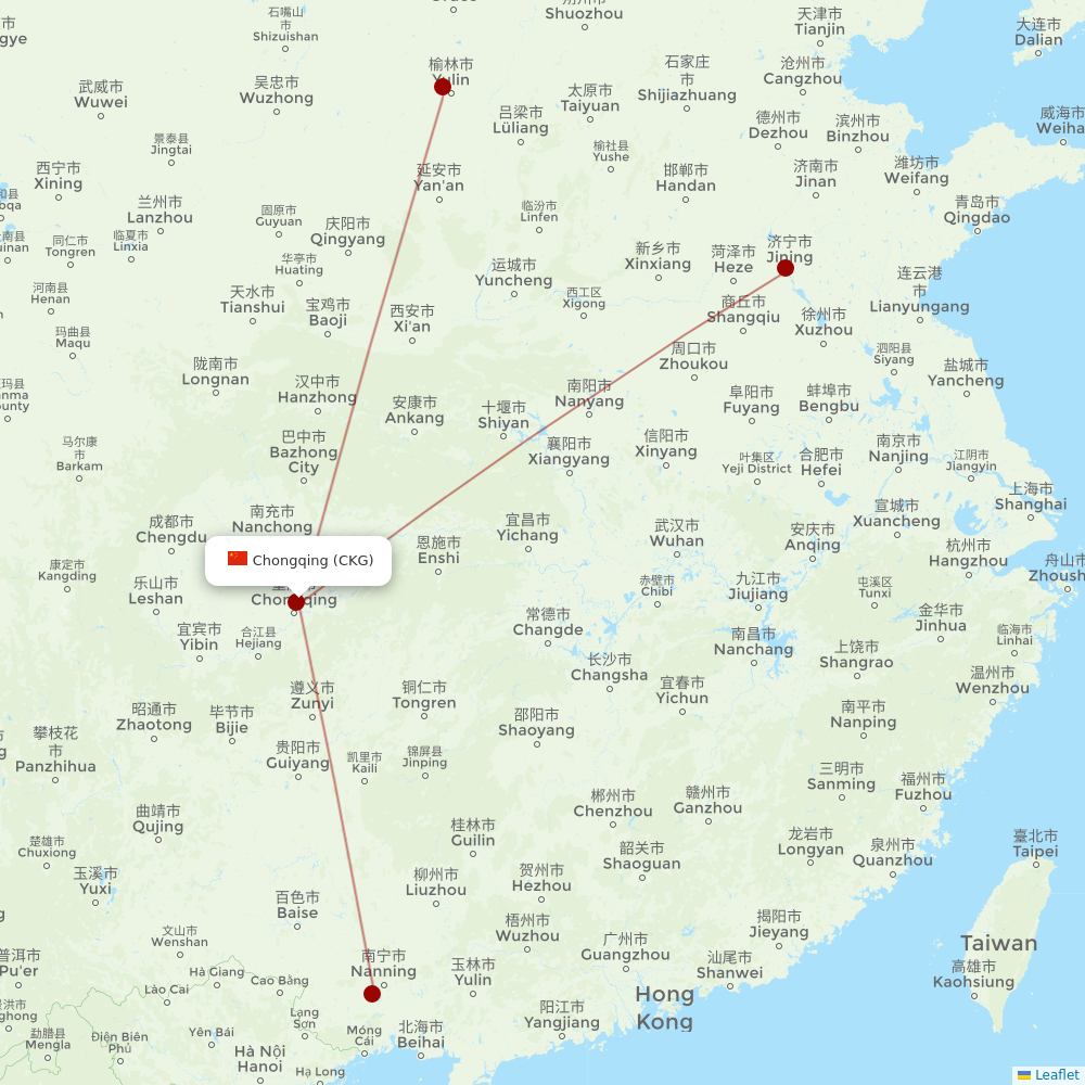 Guangxi Beibu Gulf Airlines at CKG route map