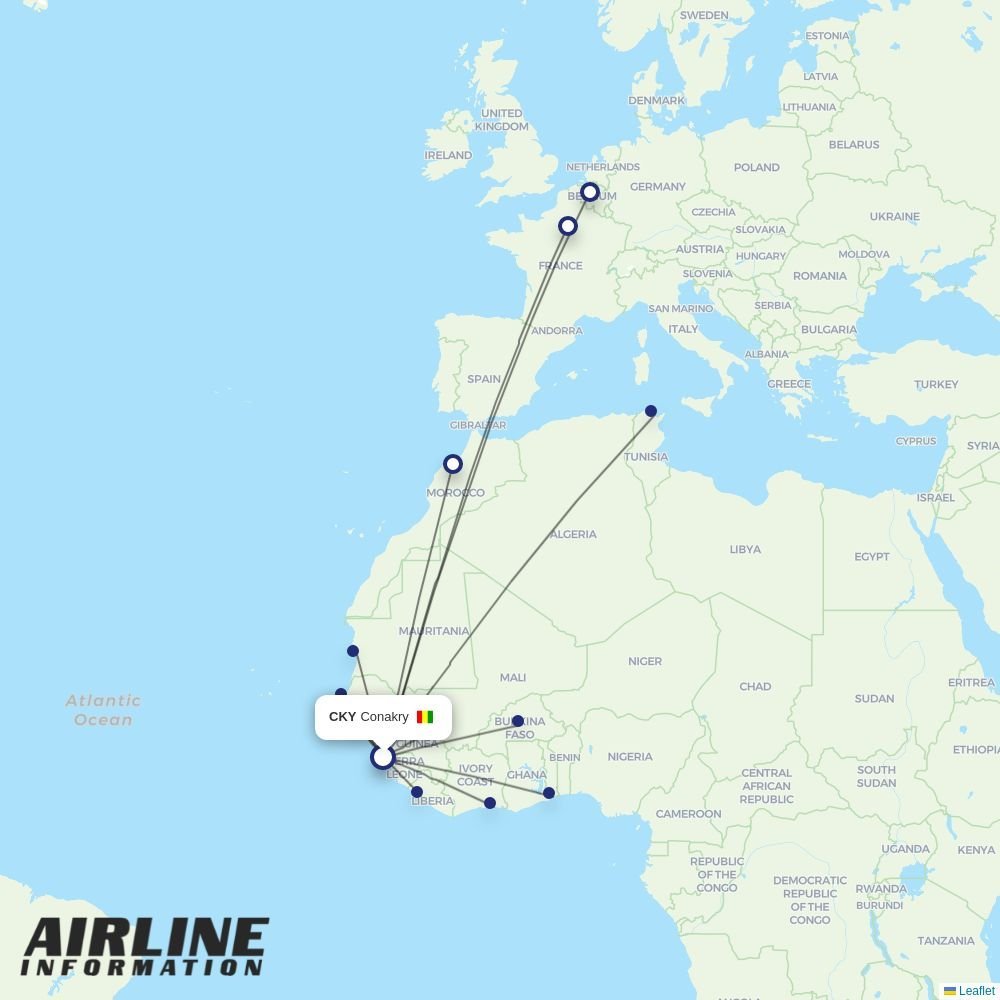 Air Senegal routes from CKY