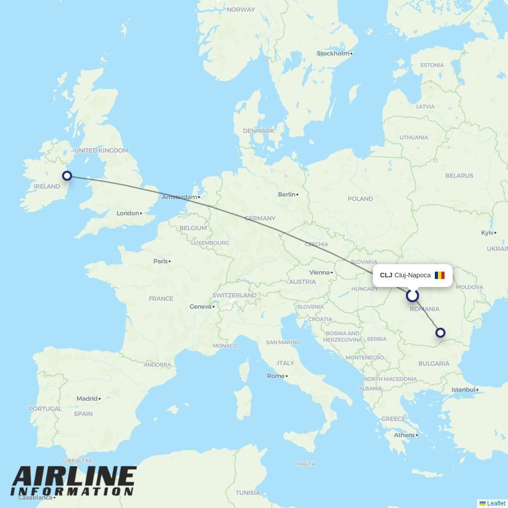 HiSky Europe routes from CLJ
