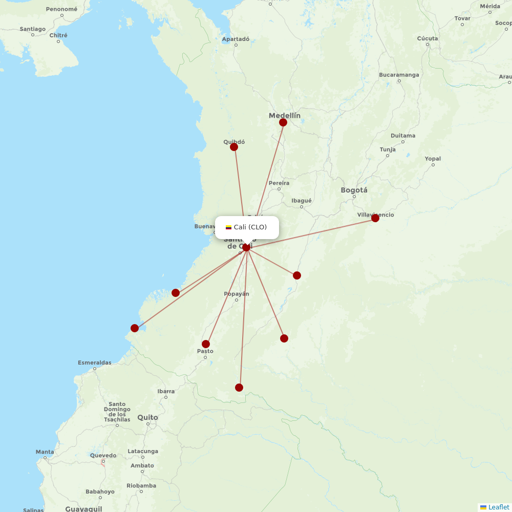 EasyFly at CLO route map