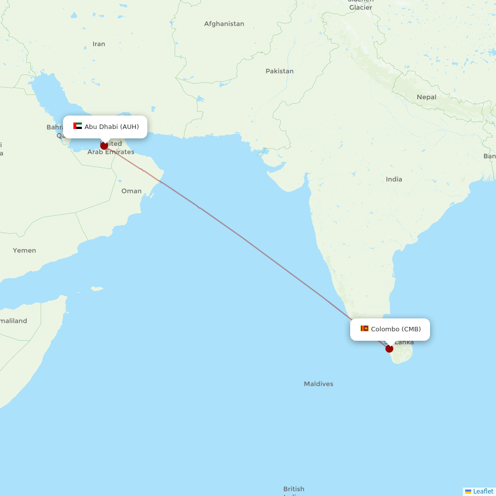 Etihad Airways at CMB route map