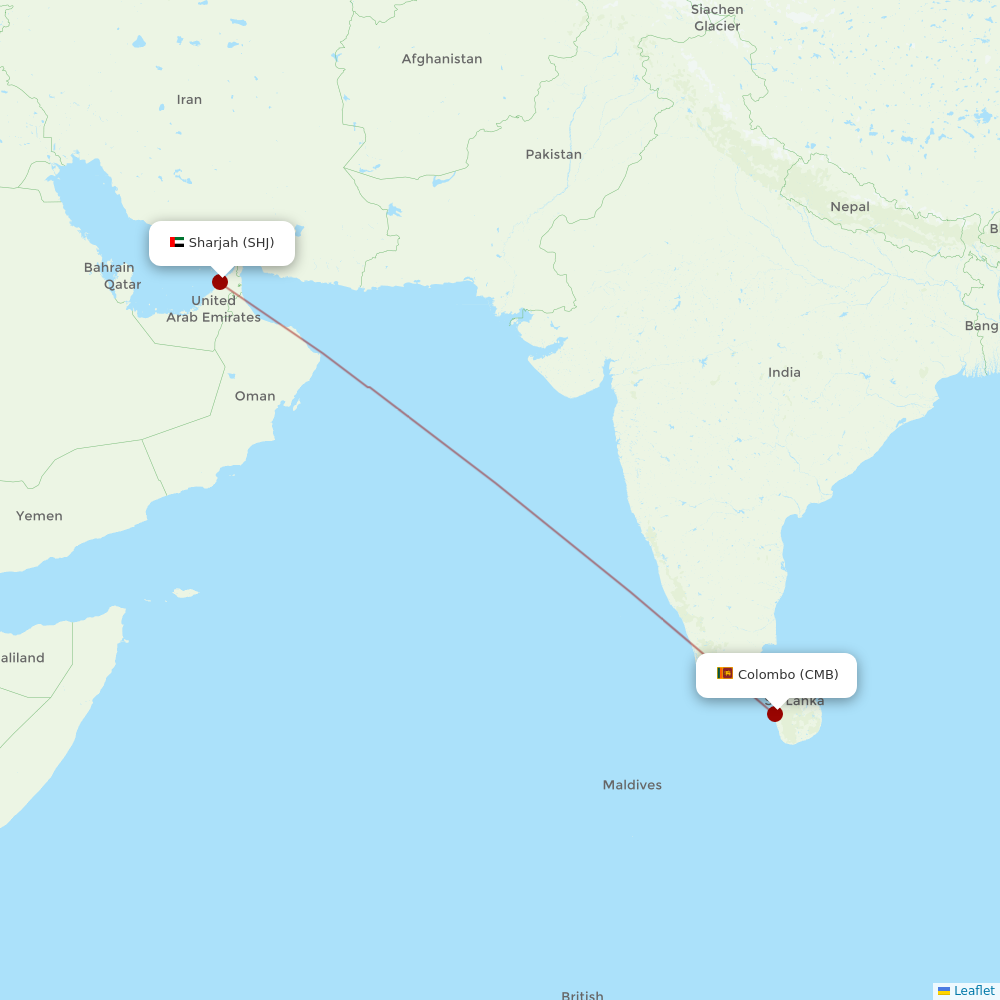 Air Arabia at CMB route map