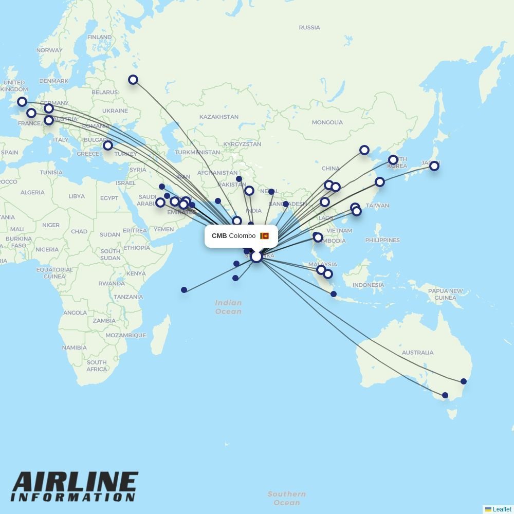Chongqing Airlines routes from CMB