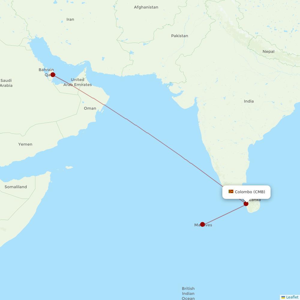 Qatar Airways at CMB route map
