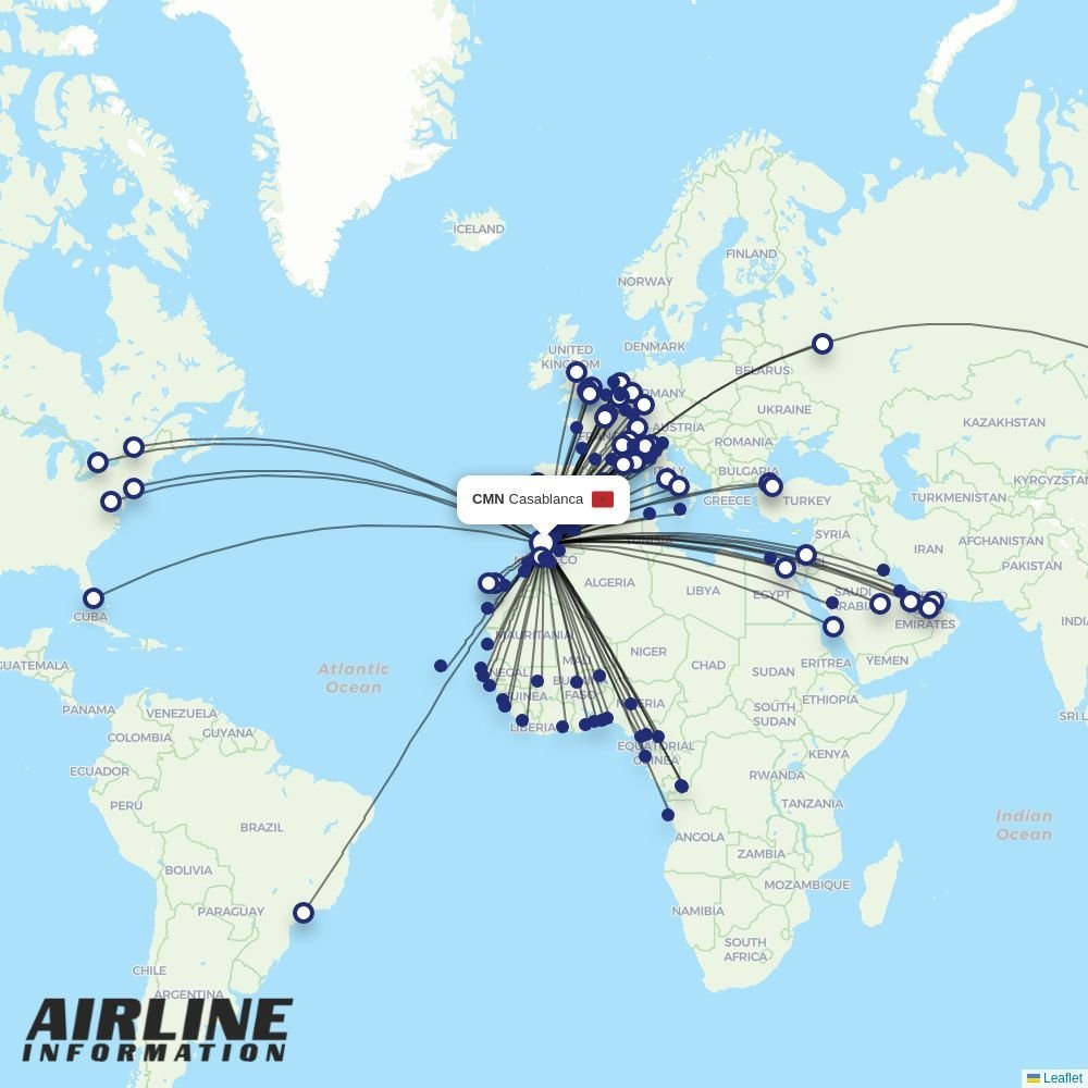 Air Arabia Maroc routes from CMN