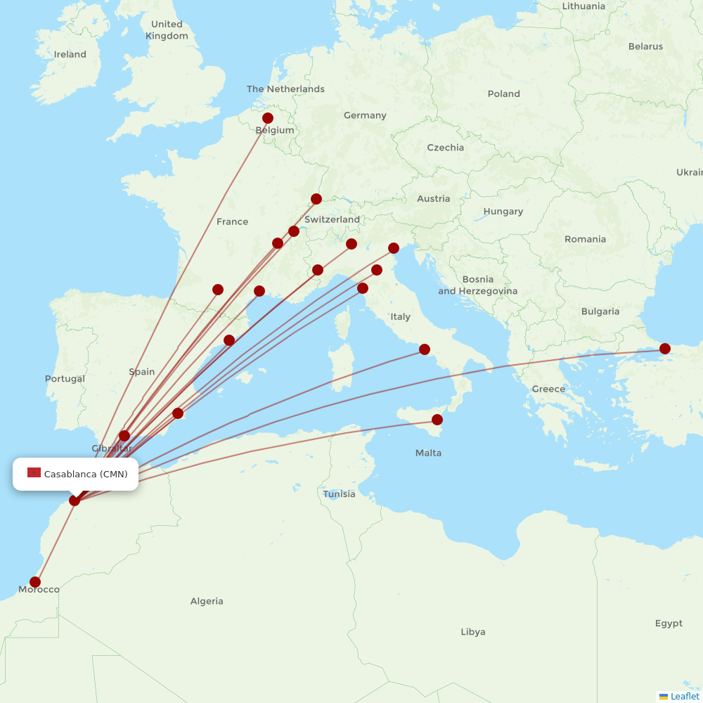Air Arabia Maroc at CMN route map