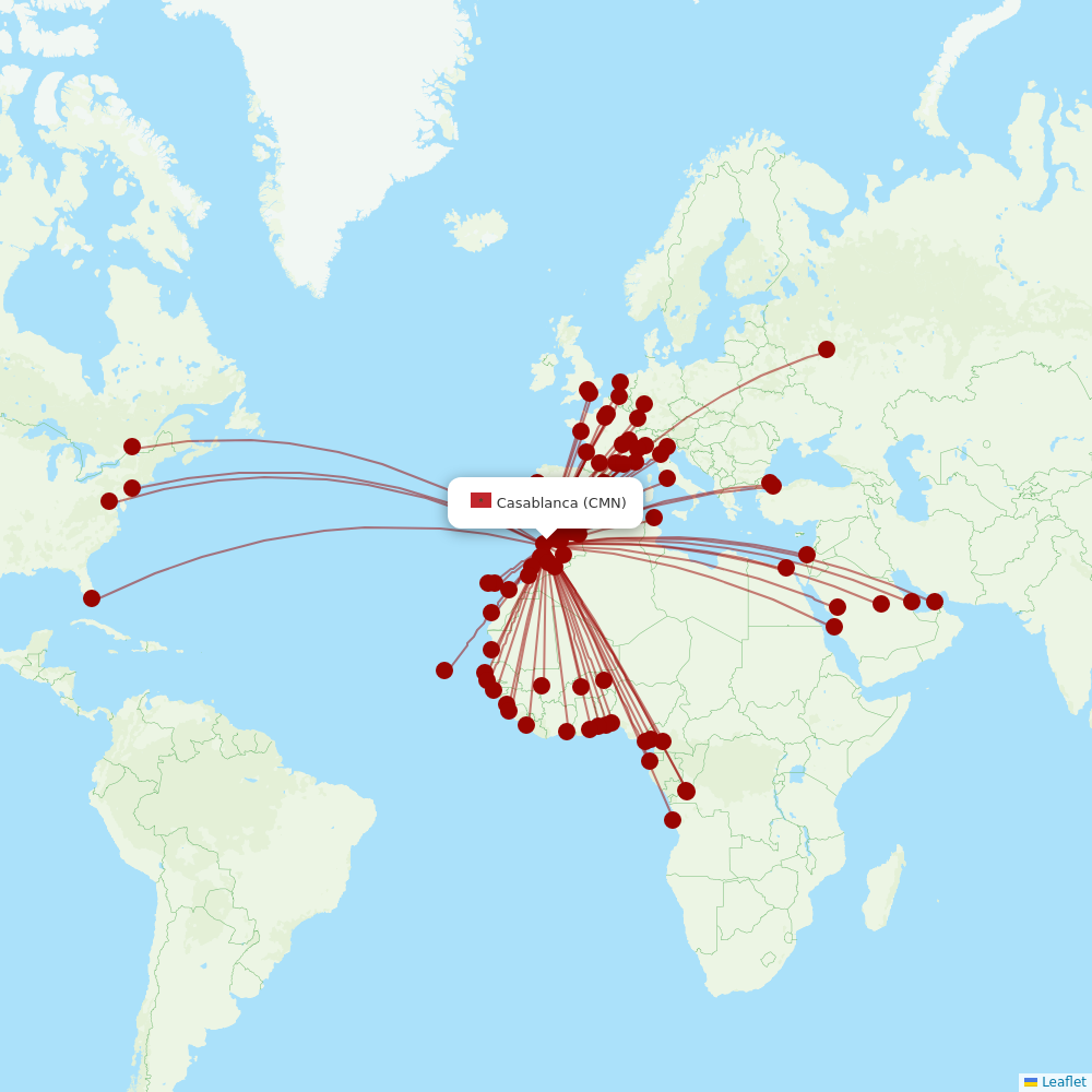 Royal Air Maroc at CMN route map