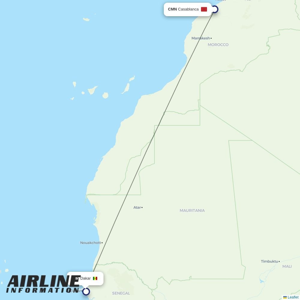 Air Senegal routes from CMN