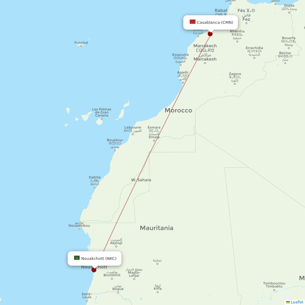 Mauritania Airlines International at CMN route map