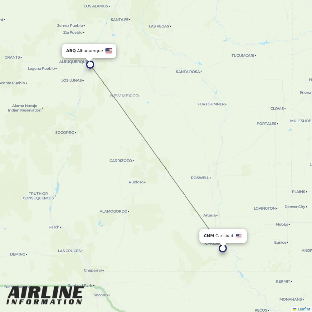 Airlines with flights from Carlsbad to Albuquerque (CNM to ABQ) Airline Information