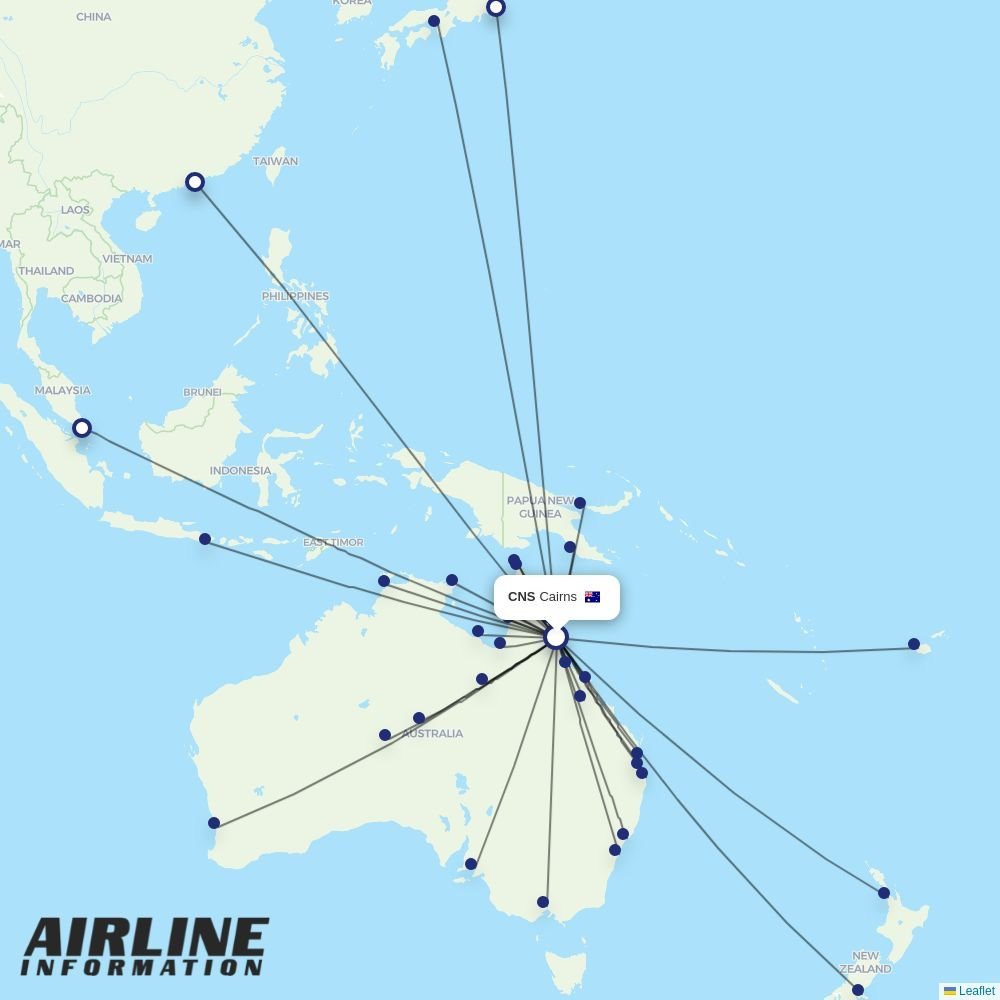 Qantas routes from CNS