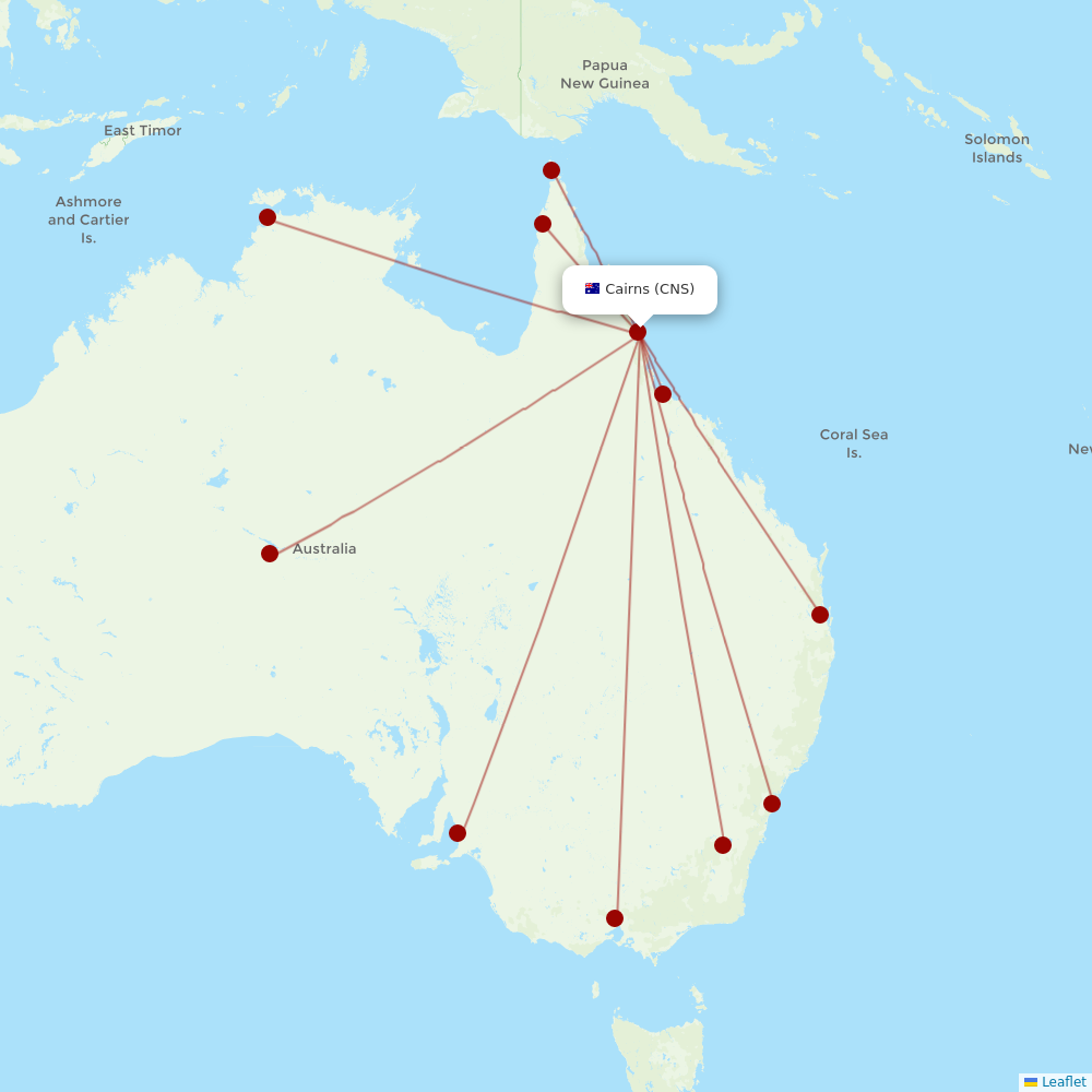 Qantas at CNS route map