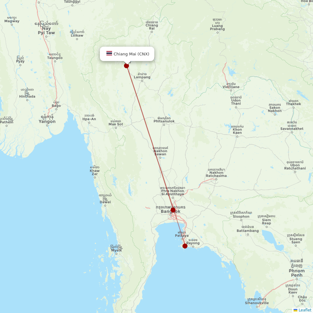 Thai Lion Air at CNX route map
