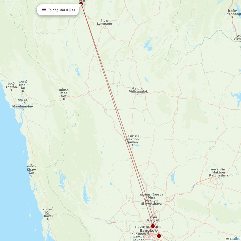 Thai Smile at CNX route map