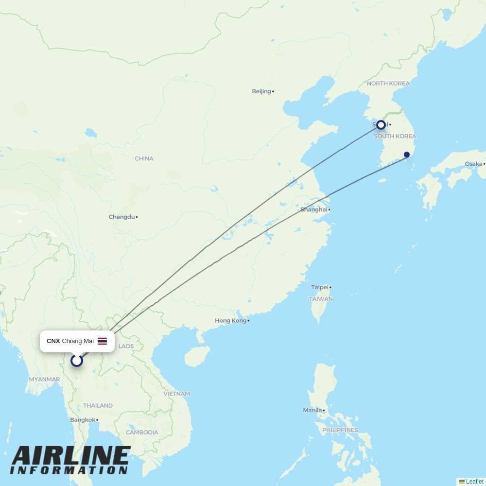 Eastar Jet routes from CNX